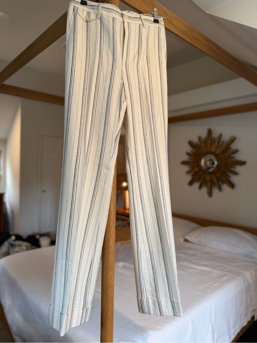 Ralph Lauren Cream Pants with Navy Stripe